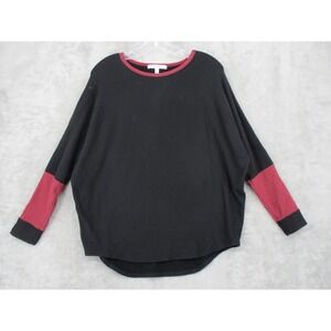 Sympli Sweatshirt Womens Medium Bamboo Fleece Colorblock Pullover High Low Black